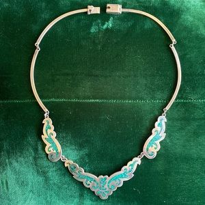 Mexico Taxco sterling silver 925 turquoise unique necklace